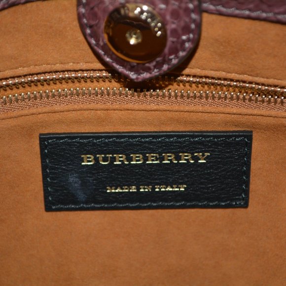 NWT BURBERRY PYTHON LEATHER BANNER DERBY SMALL TOTE BAG - Picture 9 of 13